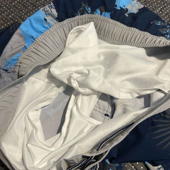 Tropical Tie Dye Men's Swim Trunks Large Board Shorts Palms Marble - Picture 8 of 13